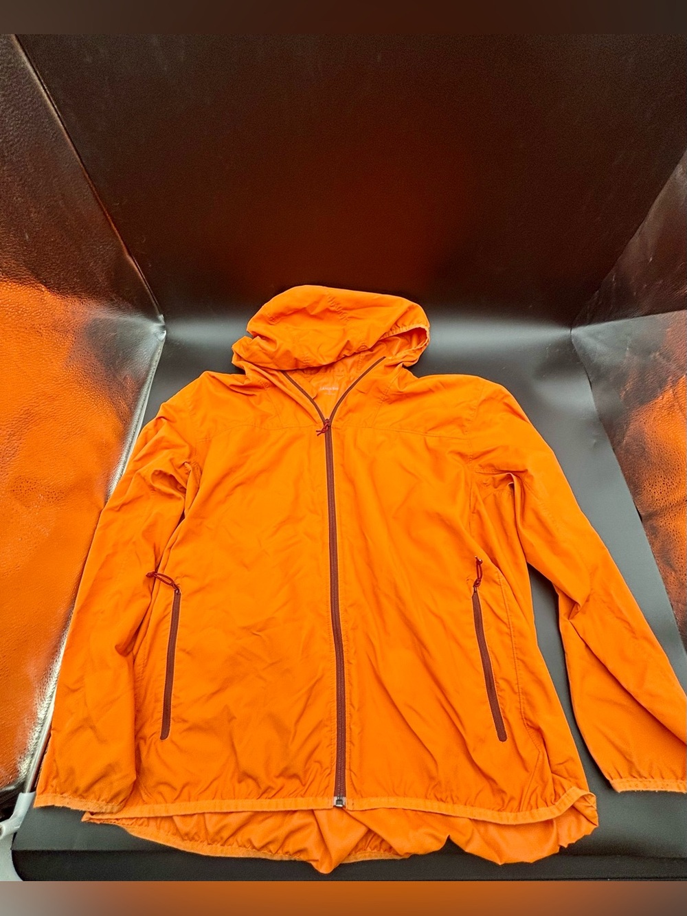 Lands' End Packable Water-Resistant Windbreaker Jacket Orange Size XL